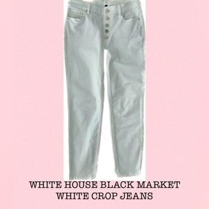 WHITE HOUSE BLACK MARKET WHITE HIGH RISE CROP JEANS